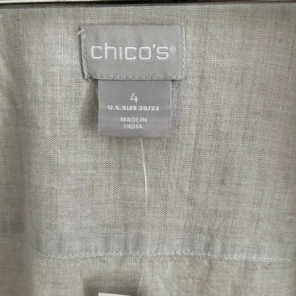 Chico's Linen Cotton Blend 3/4 Sleeve Maxi Shirt Fits Size 4 Fits 20/22 - Picture 7 of 8
